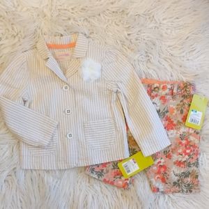 Pin striped blazer and floral capris